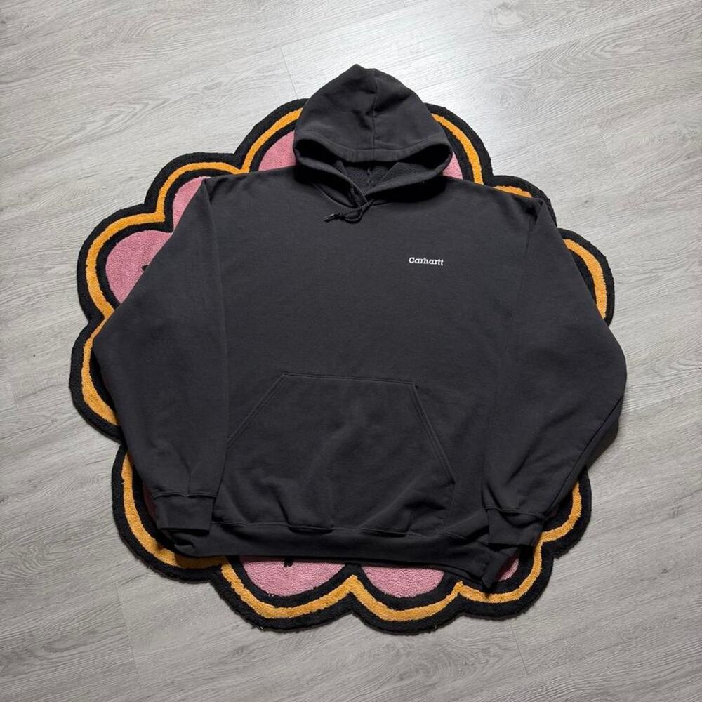 Vintage Y2K Carhartt Embroidered Logo Pullover Hoodie Size 2XL Black